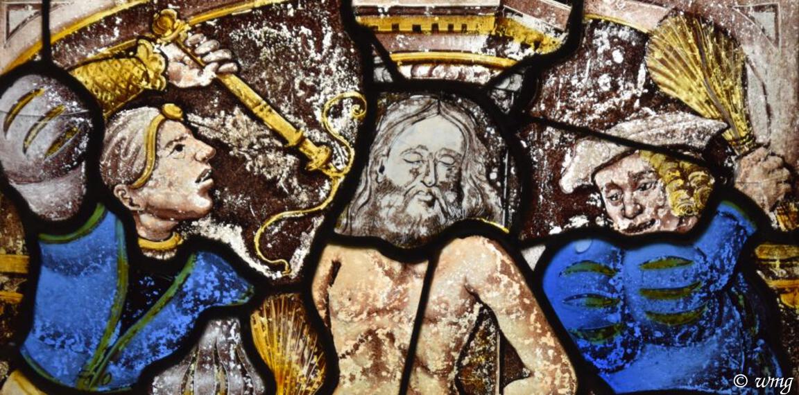 Flemish glass panels from                            St Giles, Wyddial, Hertfordshire
