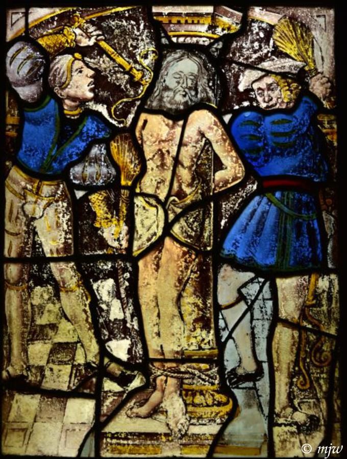 Flemish glass panels from                            St Giles, Wyddial, Hertfordshire