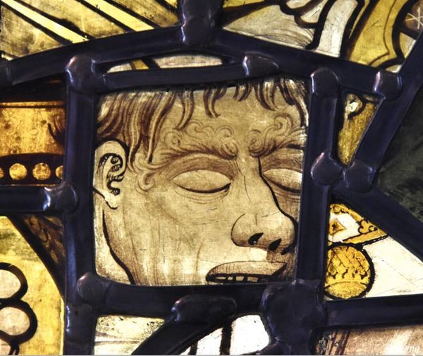 Coventry Cathedral, West Midlands: fragments of medieval glass (15th C)